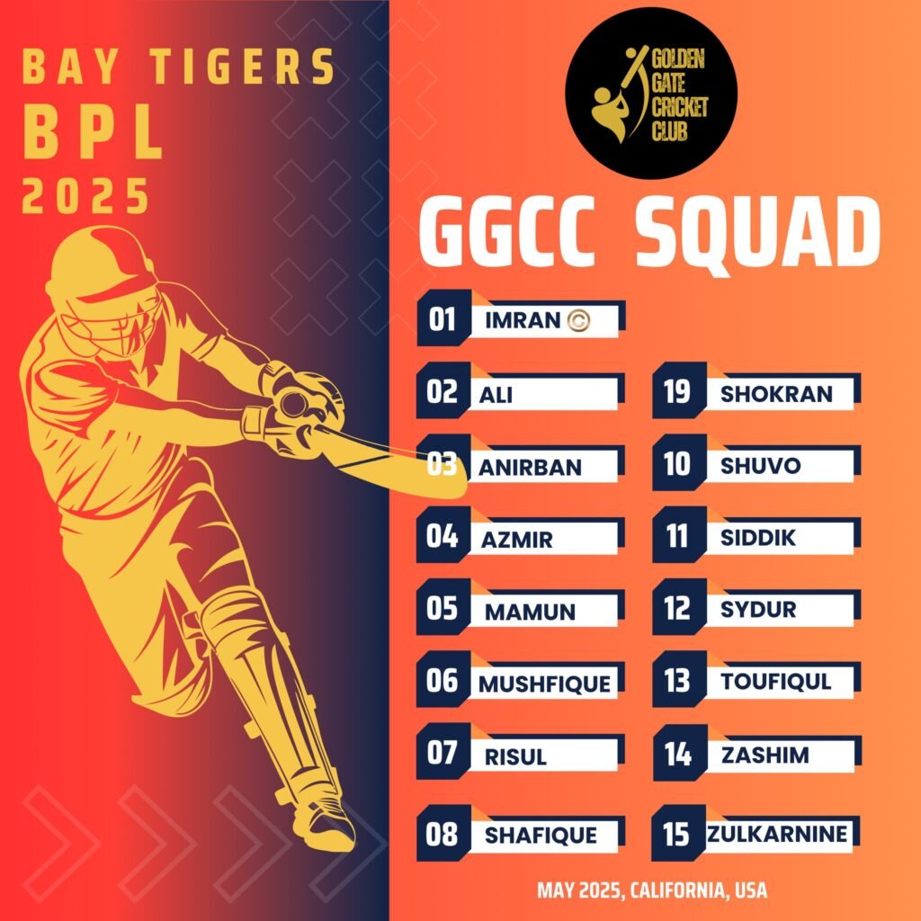 🏏 Squad Reveal Time! Presenting the GGCC Lineup for Bay Tigers BPL 2025